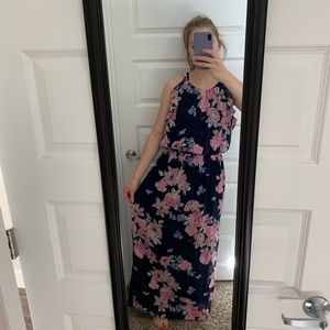 Old Navy Blue Floral Ruffle Maxi Dress